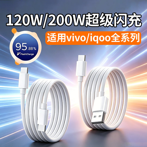 200W超级闪充适用VIVOIQOO11Pro数据线iqoo10 11s 12 13 15pro充电线vivox300 200 100 90 80pro/s50闪充6A线