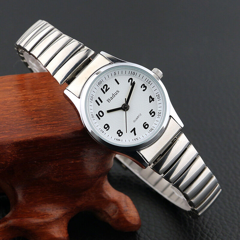 佰镀时钢带手表中老年人表大数字女表复古怀旧石英表进口2035金属