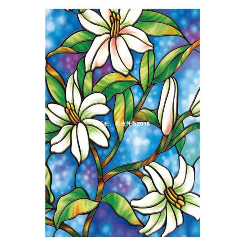 PVC Privacy Window Decorative Films Orchid Window Film Stain