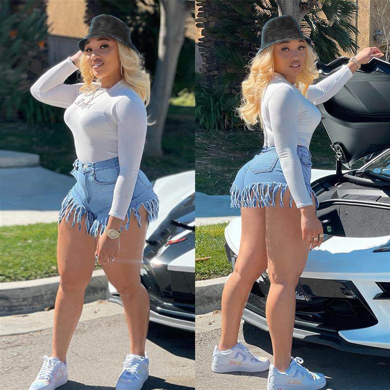 ZT60816#可溯源跨境ebay亚马逊牛仔裤 欧美女装潮流流苏牛仔短裤,女装/女士精品,牛仔裤,淘宝优惠券,粉丝福利购,淘宝优惠卷