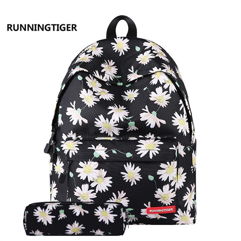 现货当天发货印花碎花书包中学生女休闲背包旅行包学院风双肩包