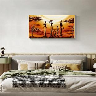 shein 辛勤工作的原住民帆布画客厅卧室背景墙面装饰框油布画芯