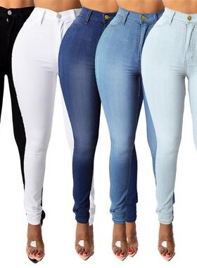 M633欧美女装牛仔裤亚马逊wish速卖通显瘦高腰修身牛仔小铅笔脚裤