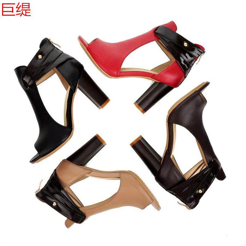 外贸大码鞋 34-43码4色wisheaby 欧美性感鱼嘴高跟女士凉鞋
