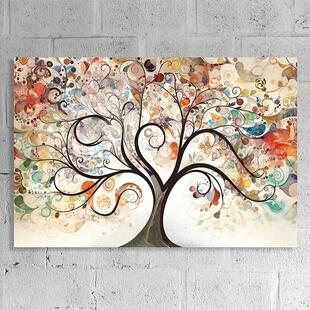 跨境新款彩绘大树风景油布画客厅家居抽象艺术墙面装饰画芯框画