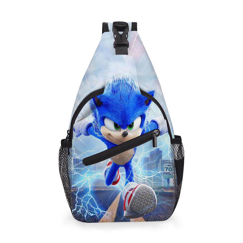 现货索尼克sonic中小学生斜挎腰包男潮流小挎包户外旅游胸包