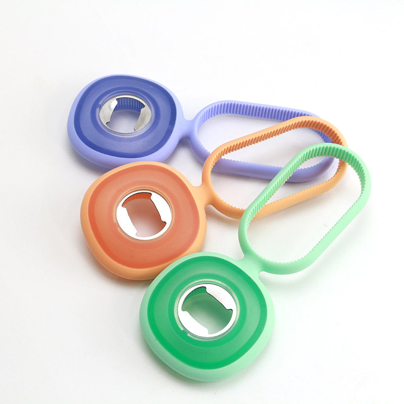 现货供应新款创意多功能啤酒开瓶器硅胶防滑带齿轮开罐器