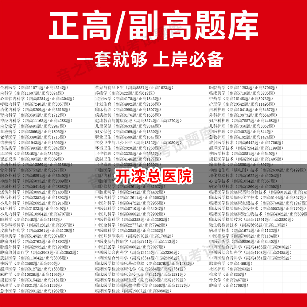 开滦总医院医学高级职称副高正高级考试宝典题库卫生高级职称历年真题护理学教材妇产科副主任医师护师中医内科学超声医学全科放射