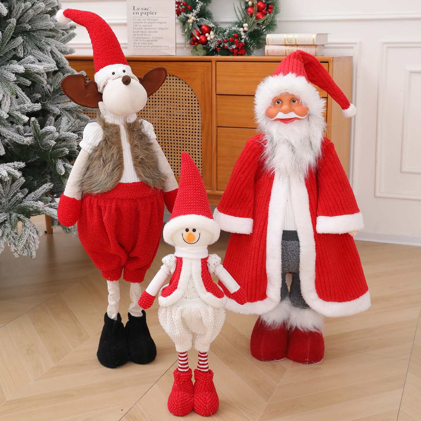 圣诞老人伸缩公仔站姿玩偶摆件