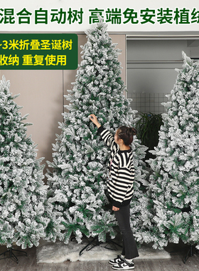 耶诞树植绒落雪树加密大型高级北欧ins风耶诞节场景布置装饰裸树