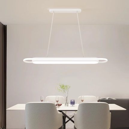 新款led长条灯家用饭厅吊灯餐桌灯具黑白色金色吧台前台创意灯具