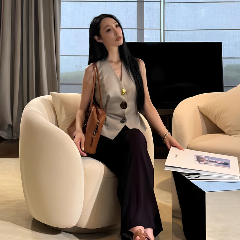 小冠军定制 原创时髦洋气V领马甲女夏薄款外穿高级感修身坎肩马夹