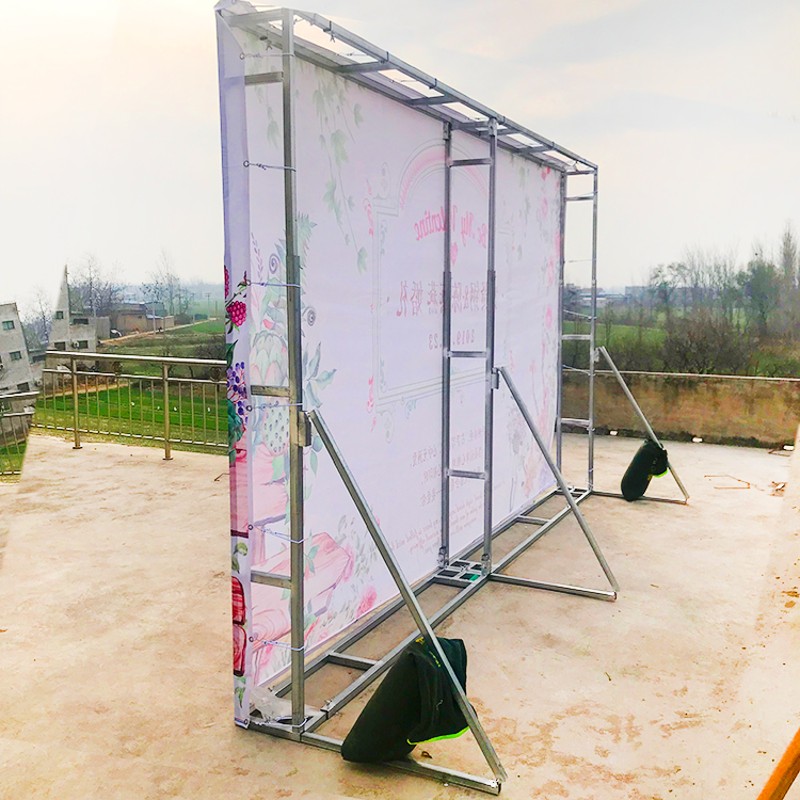 婚庆婚礼广告迎宾合影区舞台道具简易快装喷绘布伸缩桁架背景架子