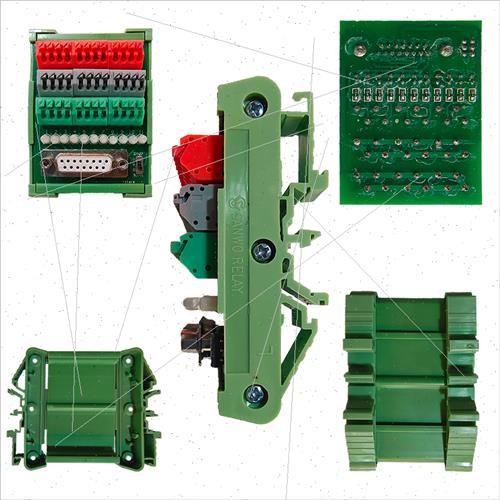 免焊DB15母头中继端子台插拔式接线绿色板DIN导轨电子D-SUB分线器