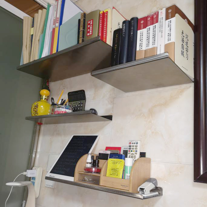 定制不锈钢一字隔板上墙置物架厨房浴室阳台防水壁挂搁板书架层架