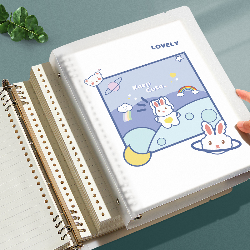 活页夹可拆卸替芯笔记本子A5透明软外壳网格空白内页初高中生B5可爱卡通简约ins风大学生考研加厚扣环线圈本