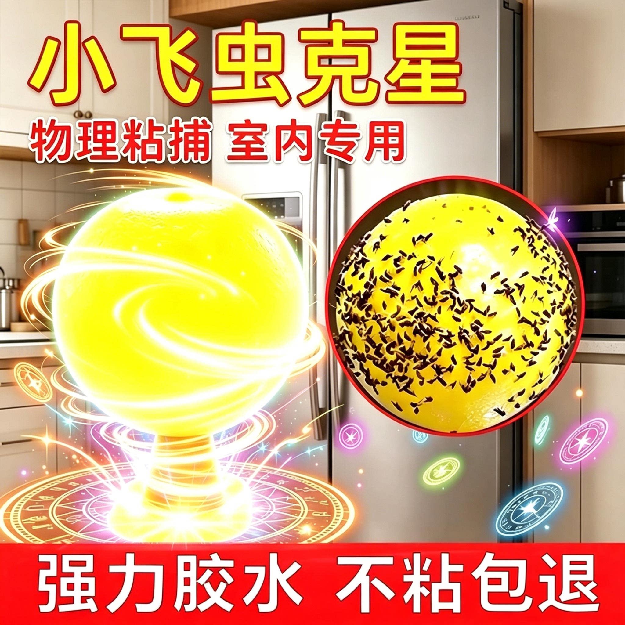 果蝇诱捕器小飞虫灭杀神器室内去除飞虫克星厨房蠓虫粘虫球诱苍蝇