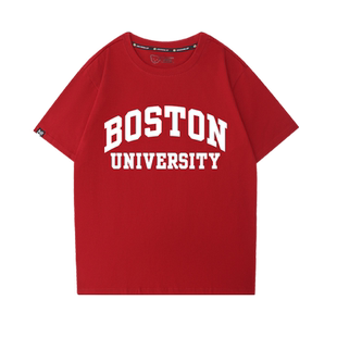 Boston University 波士顿大学短袖男女夏季学生校服字母印花T恤