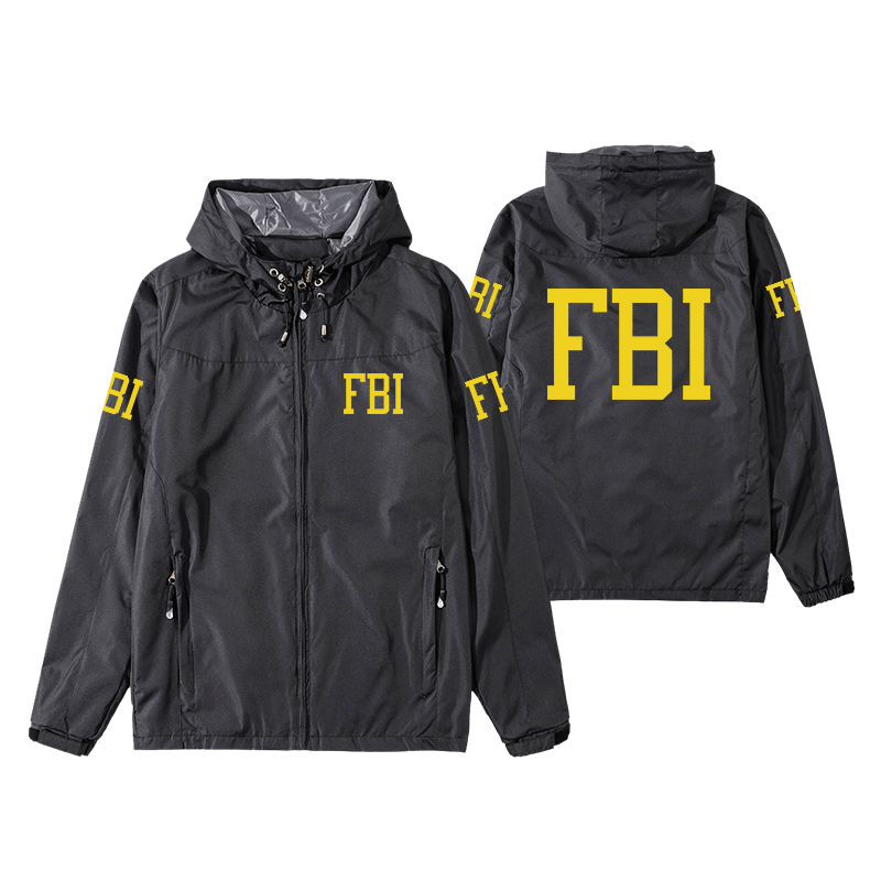 FBI美国联邦调查局情报特工电影同款夹克外套男春秋连帽冲锋衣服