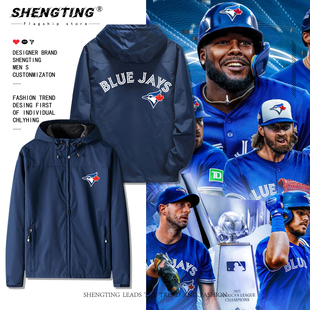 BLUEJAYS多伦多蓝鸟棒球队周边球迷定制连帽夹克男女秋冬冲锋衣服