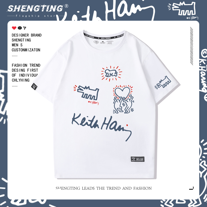 keith haring联名凯斯哈林短袖t恤男女情侣装小众设计感ins潮半袖
