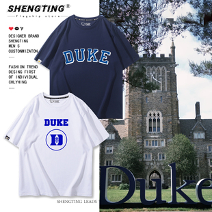 duke杜克大学纯棉短袖重磅t恤男女情侣半袖NCAA篮球运动训练服夏