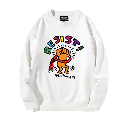 凯斯哈林keith haring涂鸦联名周边圆领卫衣男女春秋宽松韩版上衣