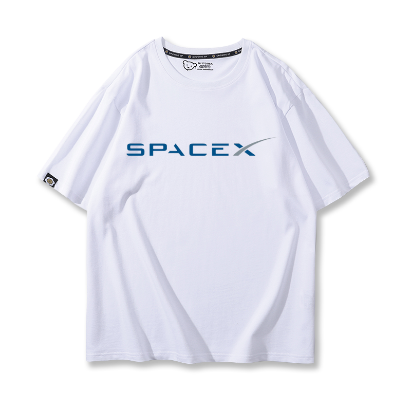 SpaceX太空探索火箭猎鹰9号龙飞船马斯克T恤短袖男女纯棉休闲衣服