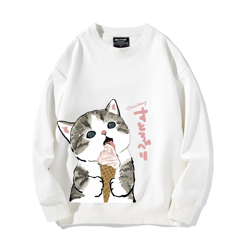 可爱猫咪灰装宽松百搭上衣