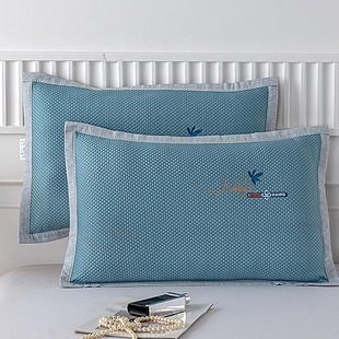 夏凉凉感冰丝云感豆单人枕套一对拍2夏天凉爽透气水洗凉席枕头套