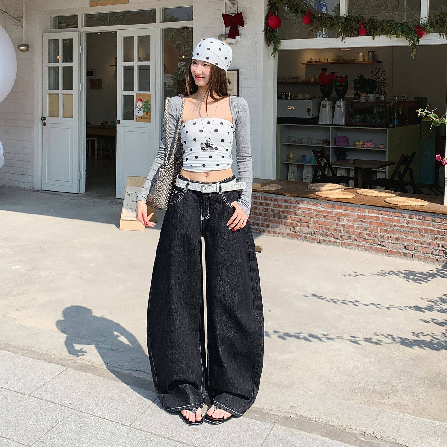 2026春节新款 美式复古｜明线撞色｜解构廓形宽松弯刀牛仔裤女,女装/女士精品,牛仔裤,淘宝优惠券,粉丝福利购,淘宝优惠卷