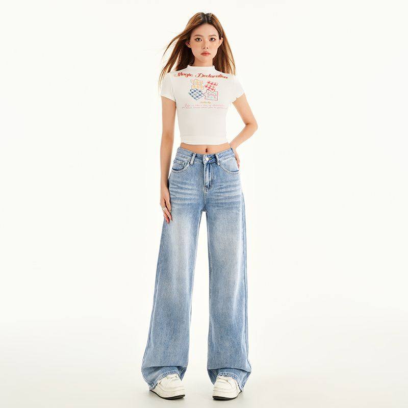 美式复古折痕做旧阔腿牛仔裤女2026年春装新款直筒宽松拖地长裤子,女装/女士精品,牛仔裤,淘宝优惠券,粉丝福利购,淘宝优惠卷