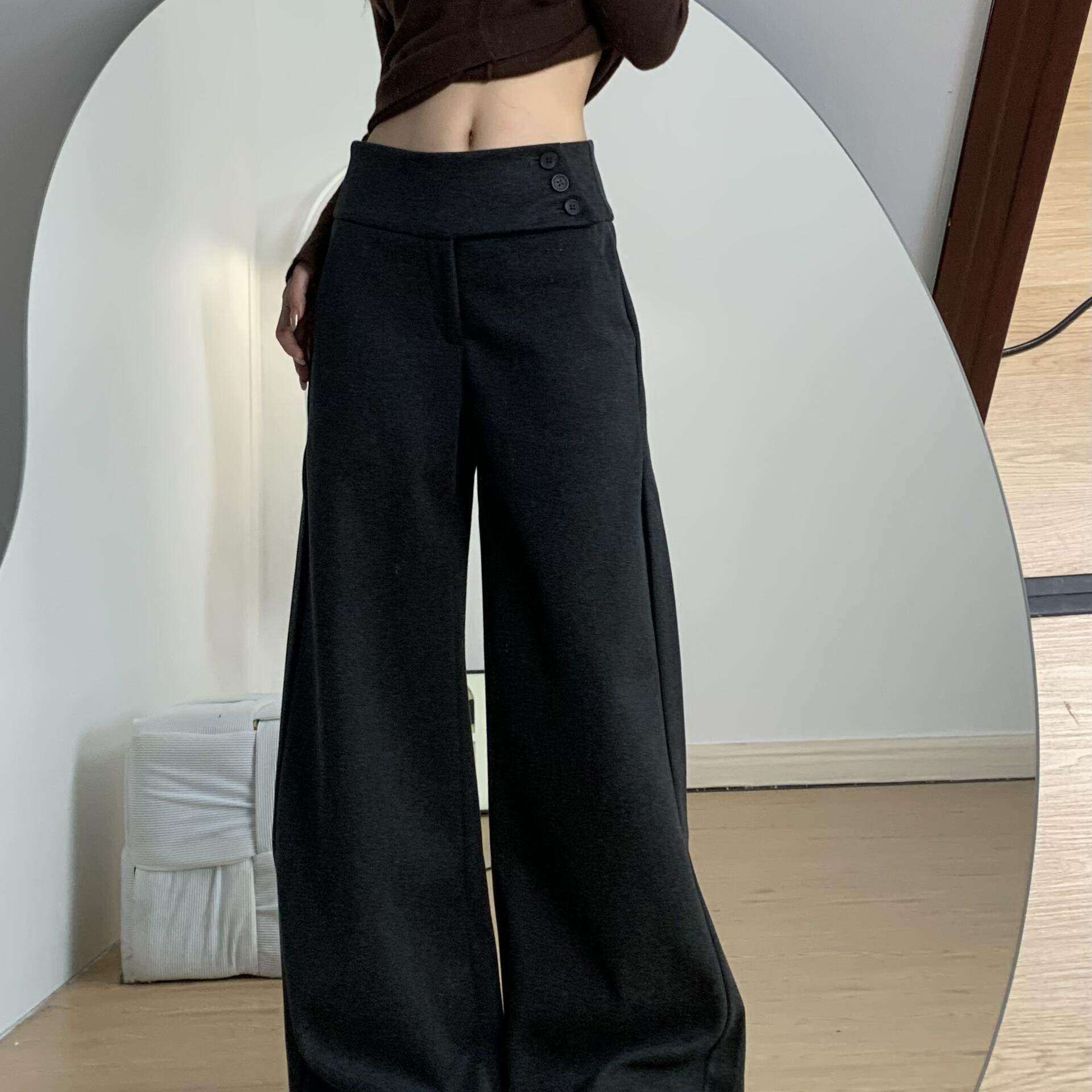 韩系高级感复古毛呢西装裤女秋冬款加厚宽松深灰色垂感拖地裤,女装/女士精品,西装裤/正装裤,淘宝优惠券,粉丝福利购,淘宝优惠卷