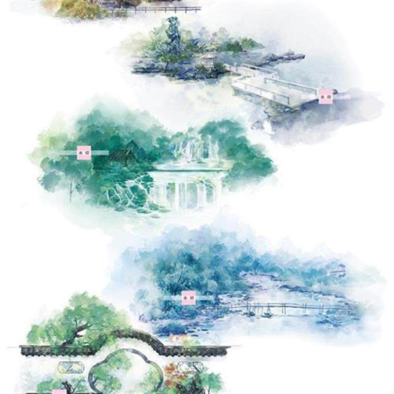 新七天PEdcT手帐手账装饰胶带贴纸超宽造景四季如歌胶带纸整卷