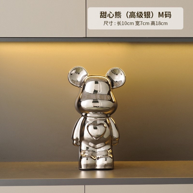 熊装饰品酒柜暴力熊桌面客厅存钱罐公仔摆件爱心陶瓷小号卡通家居