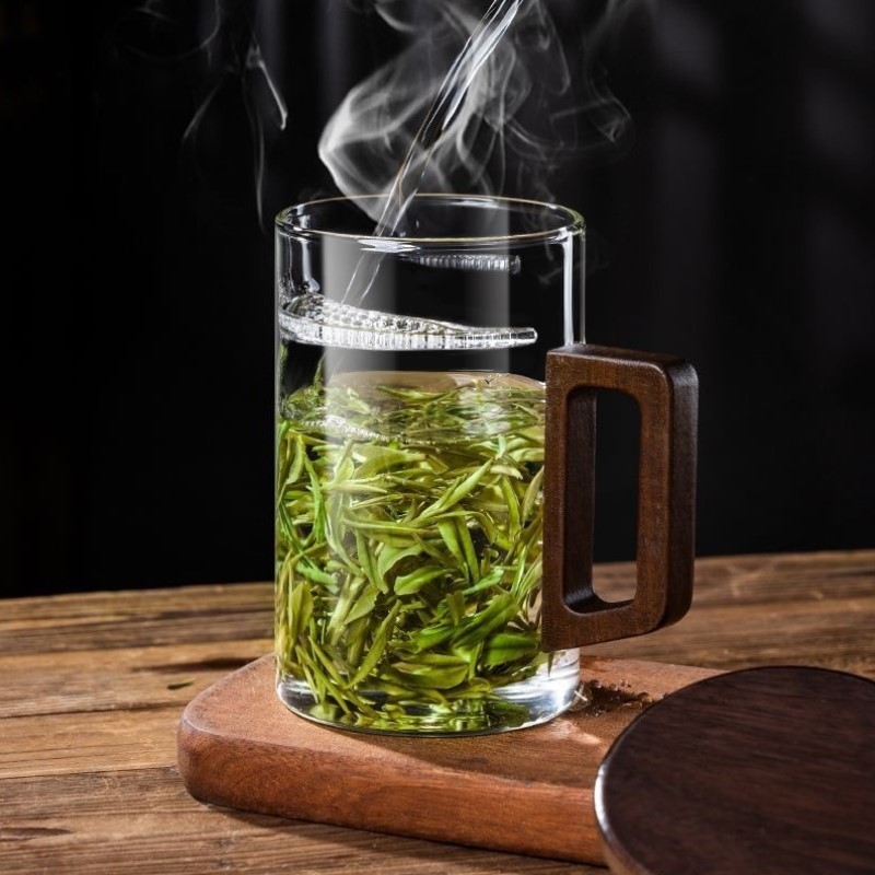 办公室过滤月牙专用玻璃个人分离大容量茶杯茶水水杯茶杯1000ML泡