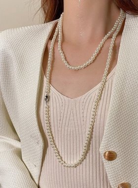 感高级新款2024毛衣元宝项链扣长款爆款链女年女大气珍珠秋冬高端