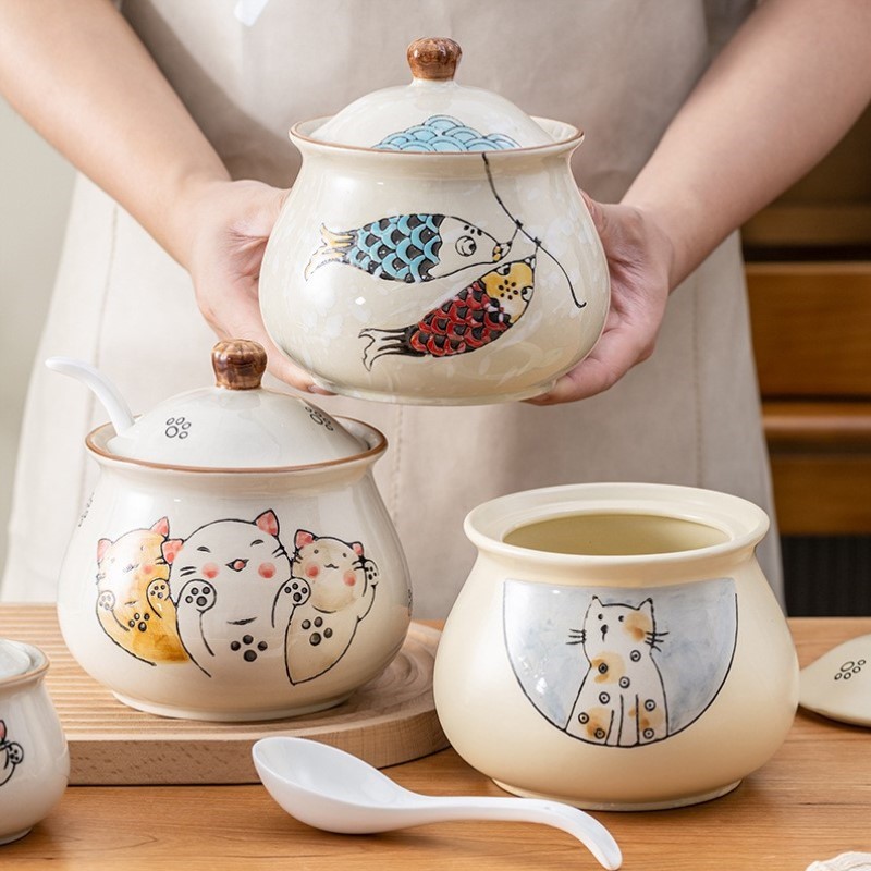 辣椒红油商用新款调味容器猪加大油罐辣子清新老式收纳储存密封罐