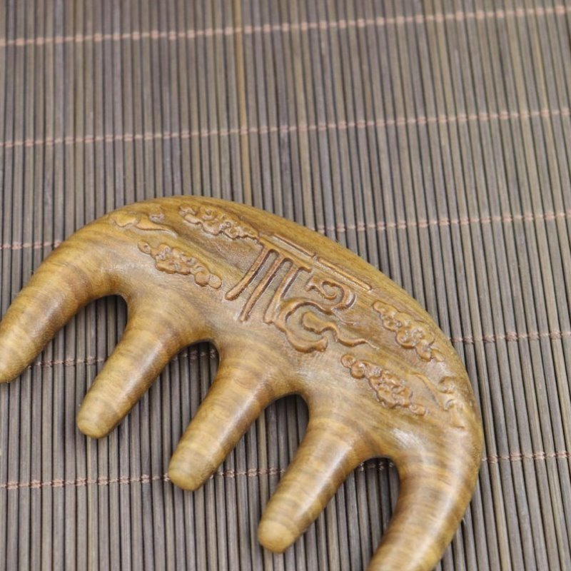 经络雕花单面新款头皮按摩小巧木梳便携式新绿梳檀木按摩梳子上