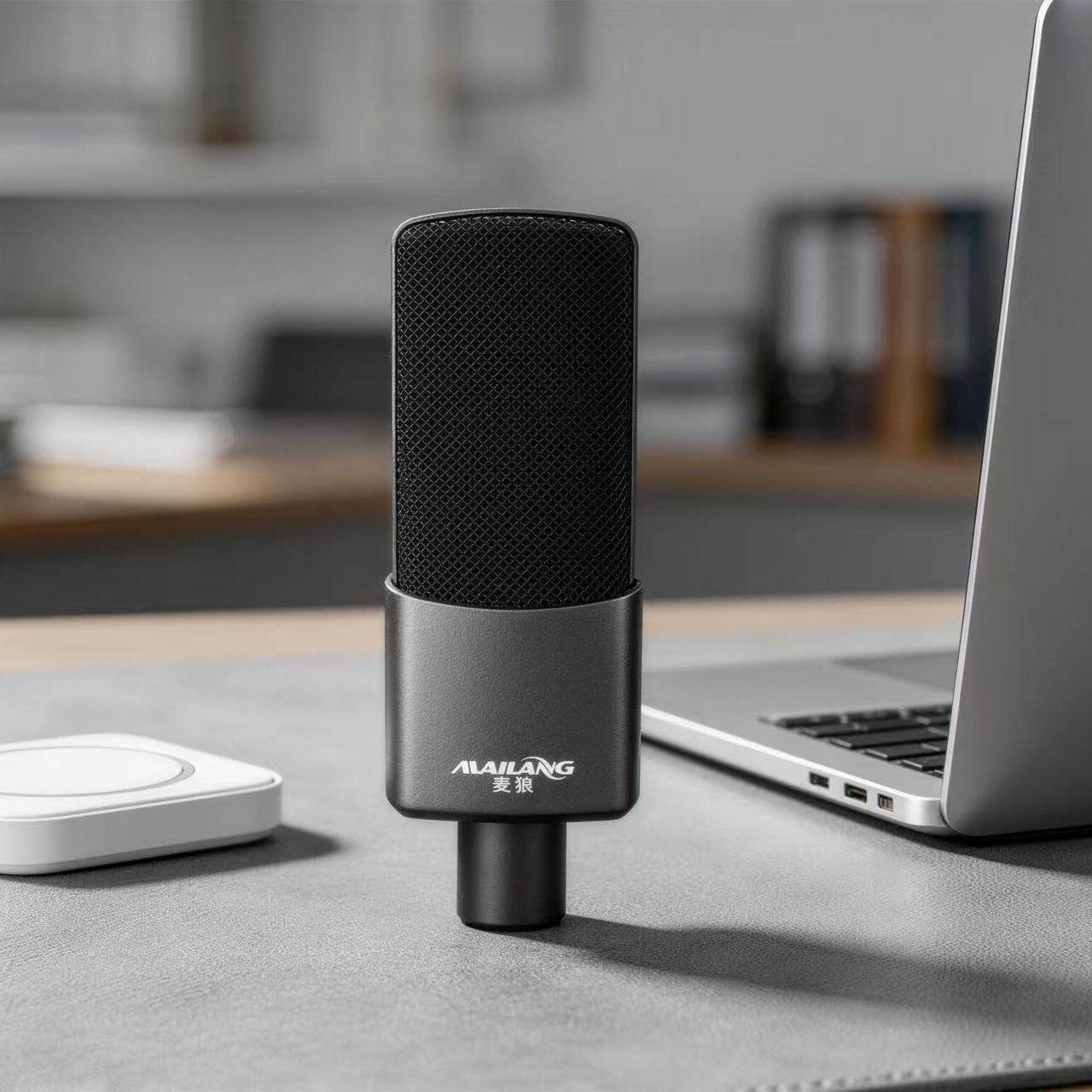 麦狼K300电容麦克风声卡专用3.5mm电脑录音棚设备K歌直播收音话筒