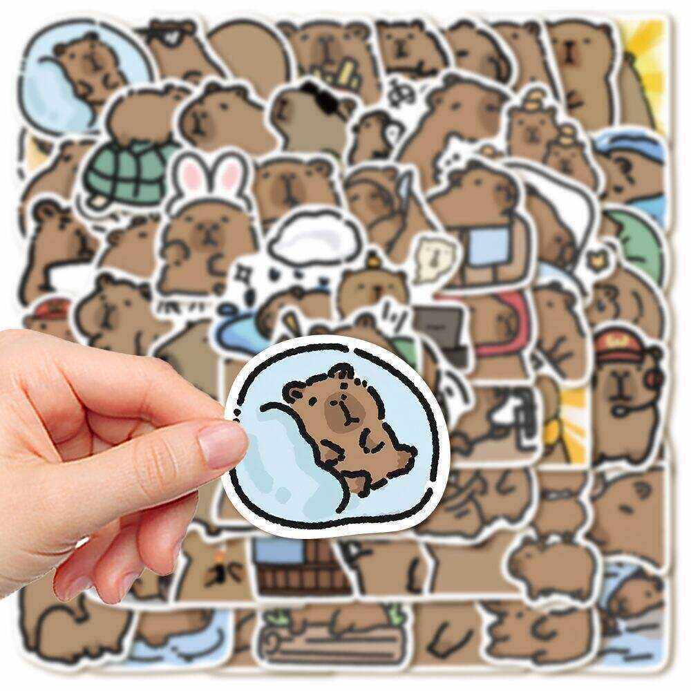 手账贴纸手机100张卡皮巴拉水豚diy笔记本电脑卡通可爱装饰防水