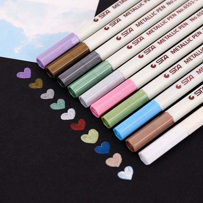 斯塔STA金属色珠光笔彩色记号笔相册涂鸦绘画笔DIY黑卡专用油漆笔