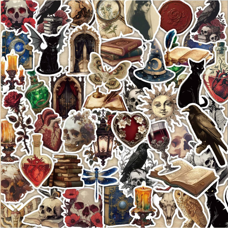 欧式神秘园贴纸124张复古笔记本电脑吉他头盔手账行李箱DIY装饰