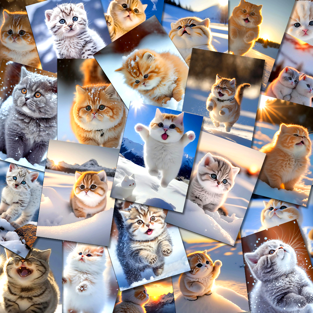 112张可爱ins奶萌猫咪贴纸小图案韩系高颜值手帐装饰素材手账手机