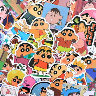 蜡笔小新贴纸手机DIY手帐笔记本电脑卡通可爱100张行李箱装 饰防水