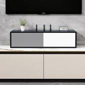 电视柜上 收纳置物架实木wifi路由器收纳盒壁挂免打孔电视柜电线