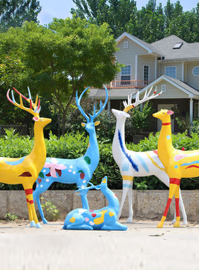 园林景观麋鹿婚庆美陈仿真动物