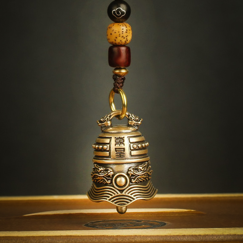 纯黄铜铃铛男车钥匙扣挂件招财保平安中国风复古创意铜钟风铃挂饰