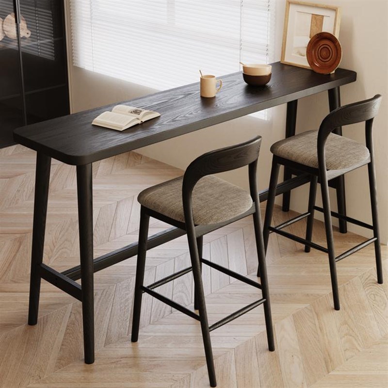 实木吧台桌家用阳台靠墙高脚桌沙发边客厅隔断餐桌小户型桌椅组合