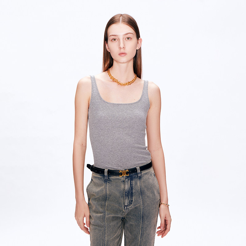 Fabrique BASIC宽肩带方领吊带上衣女内搭早春新款可外穿背心
